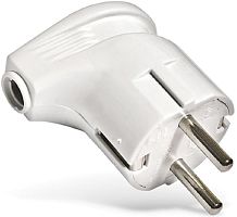 Вилка электрическая с заземлением угловая UNIVersal 16А белый картинка 